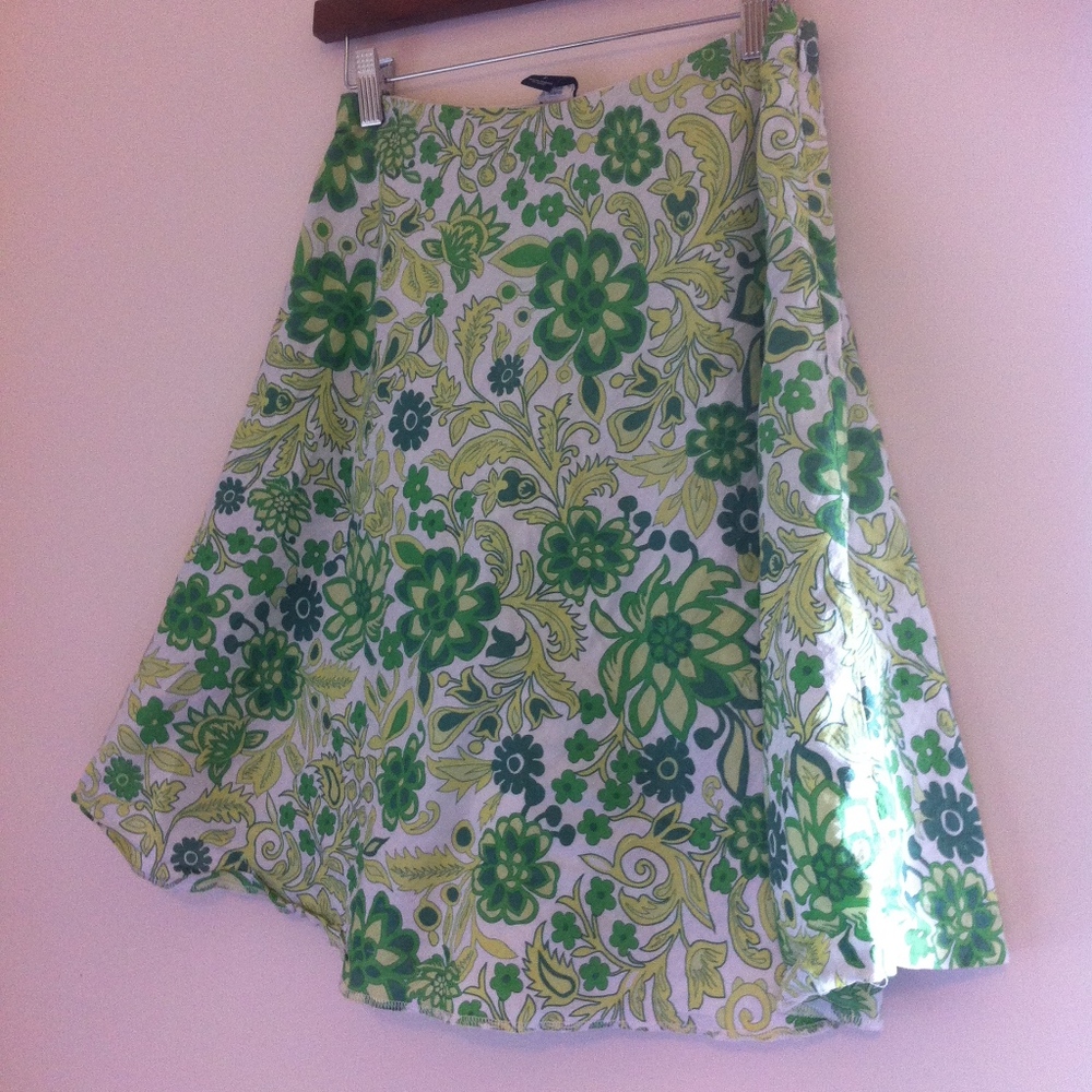 Vintage Green & White Gap Full Skirt